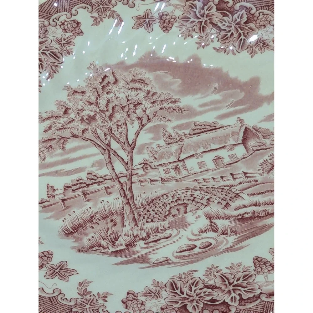 Queen's by Churchill The Brook Pink Transferware Dinner Plate 8 Inch Cottage